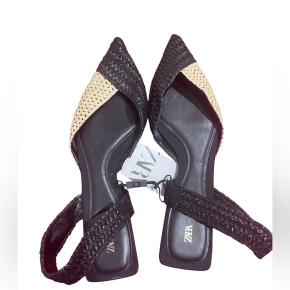 Zara Limited Edition Woven Raffia Slingback Flats - Picture 5 of 6